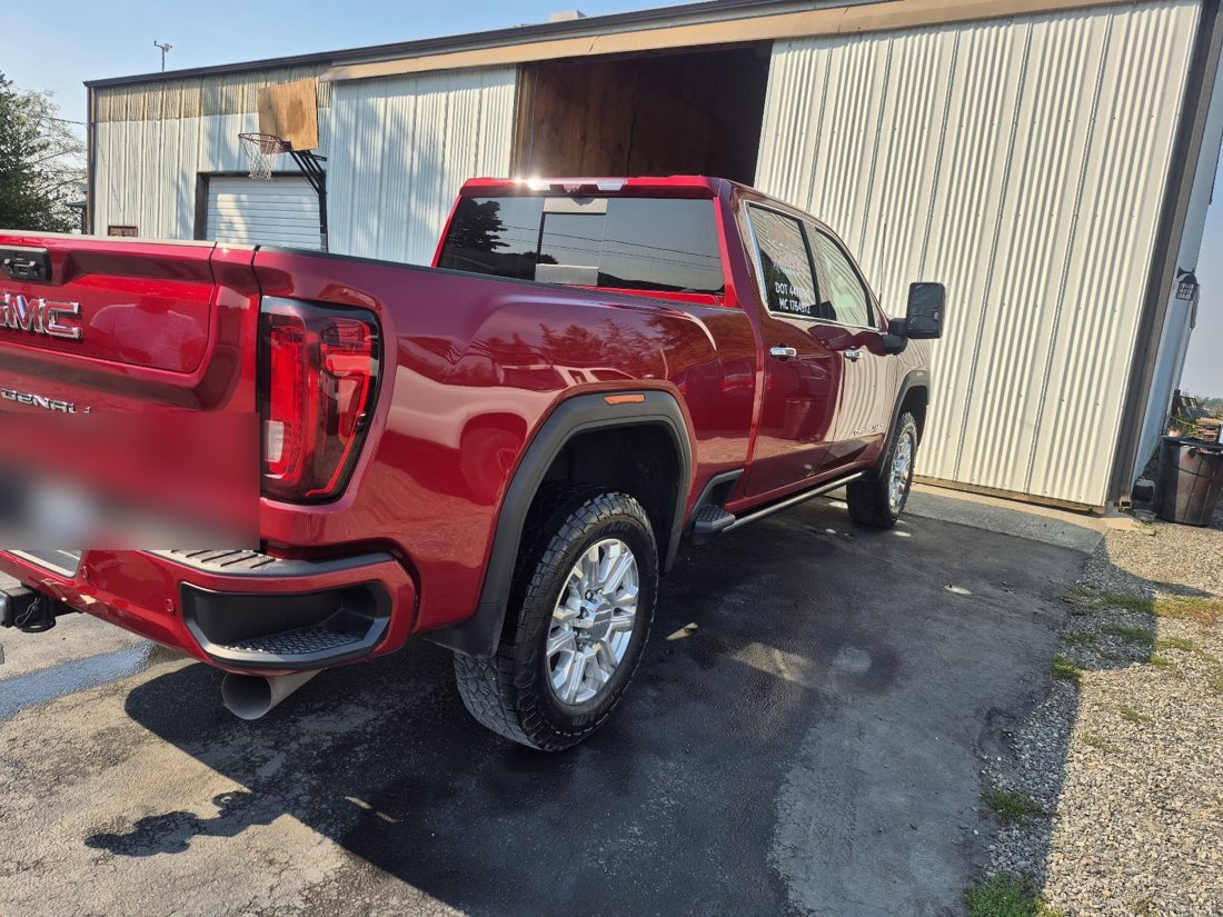 Red truck with a deep glossy ceramic coating finish, detailed by S&M Auto Detailing
